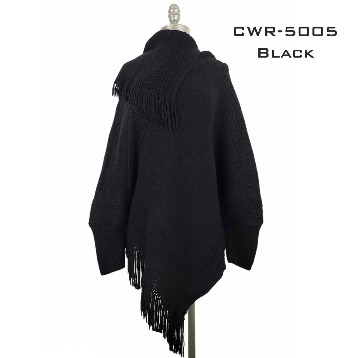 CWR5005 BLACK Poncho with Sleeves