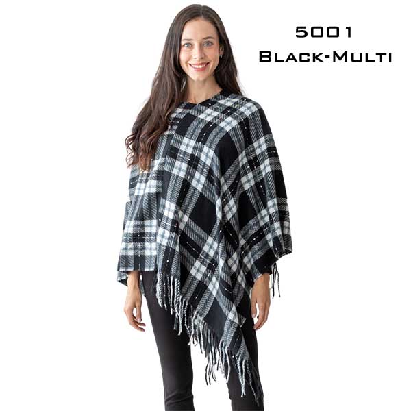 5001 - Black Multi<br> 
Plaid Poncho