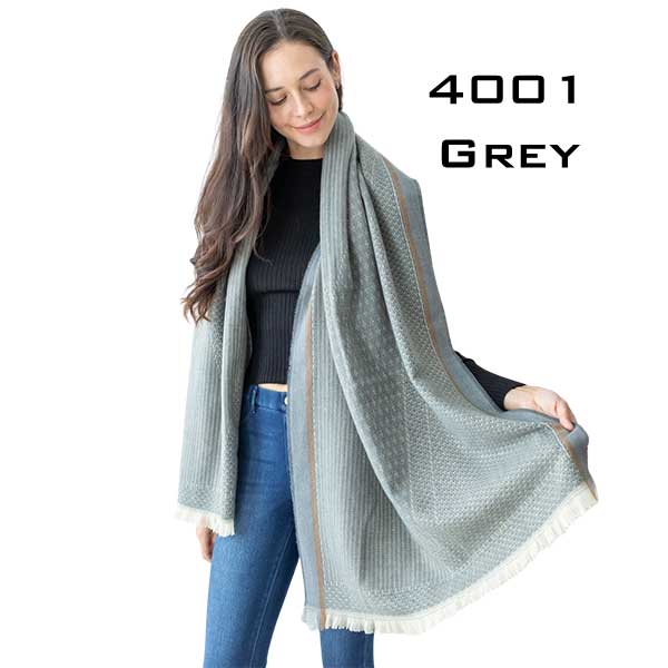4001 - Grey<br> 
Cashmere Touch Printed Shawl