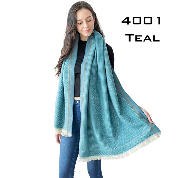 Wholesale4001 - Touch Printed Shawl-4001- Teal Cashmere Printed