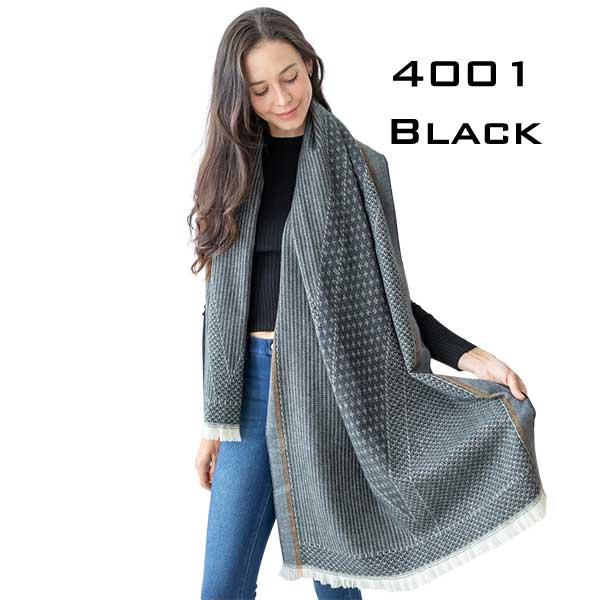 4001 - Black<br> 
Cashmere Touch Printed Shawl