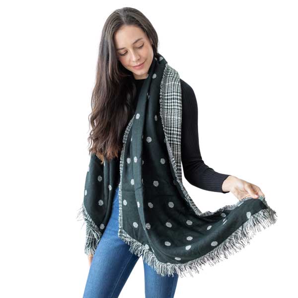4004 - Two Layer Plaid to Dots Scarf Wrap 