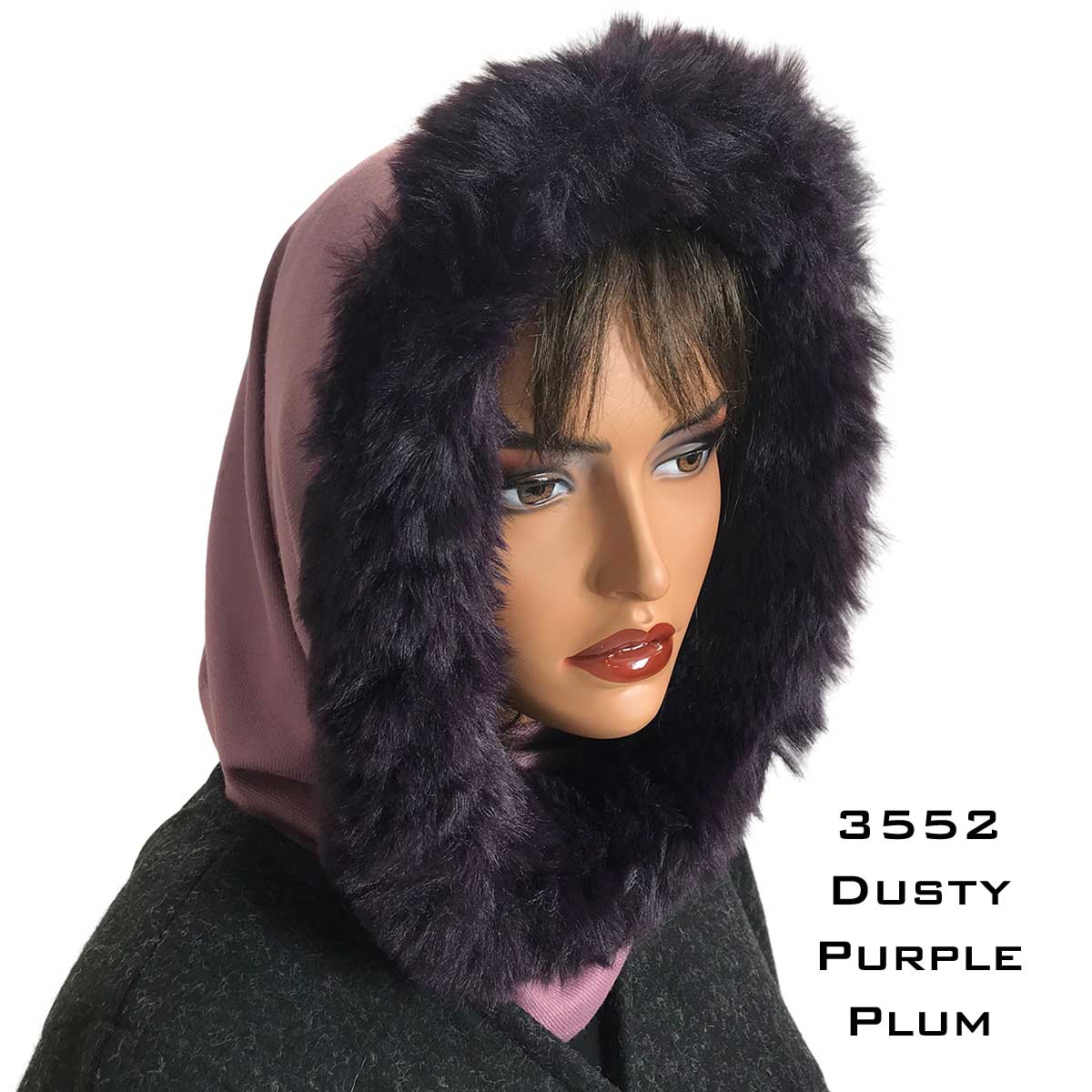 Dusty Purple<br> Plum Fur Trimmed Infinity Hood