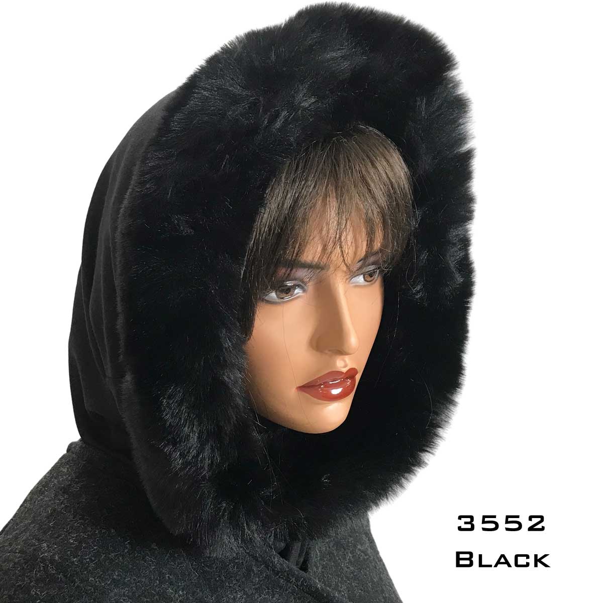 Black<br> Black Fur Trimmed Infinity Hood