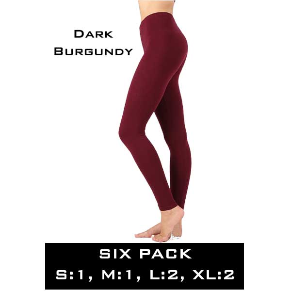1851 - Dark Burgundy (SIX PACK)<br> Cotton Blend Leggings
