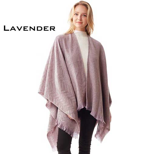 1233 - Lavender<br>
Leaf Pattern Ruana**