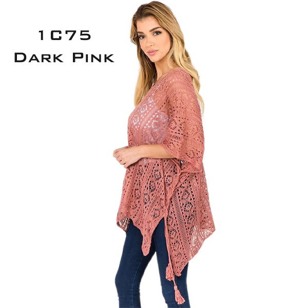 1C75 - Dark Pink<br>Summer Knit Poncho