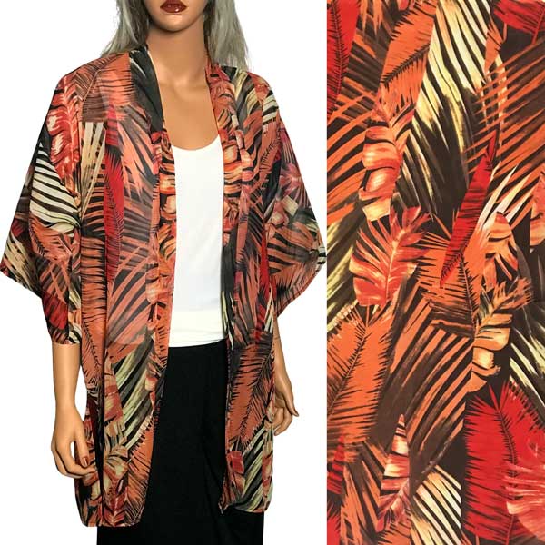 Wholesale10209 - Tropical Print Kimonos -Orange Multi