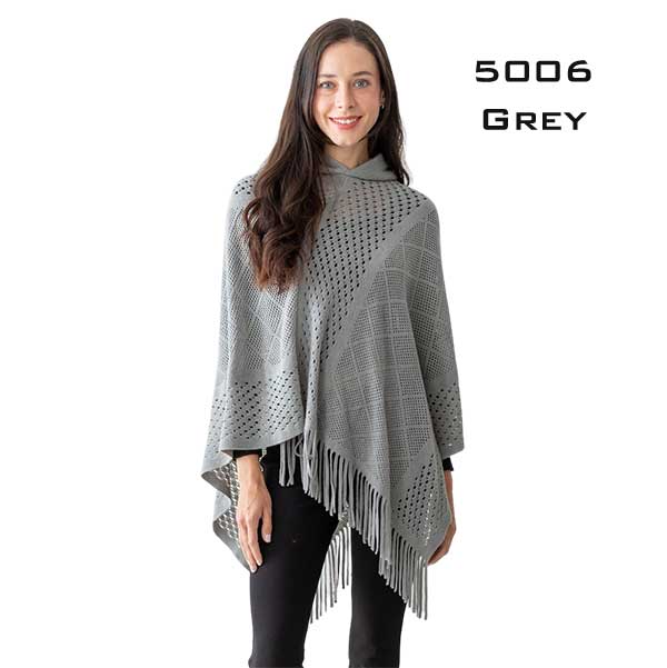 5006-Grey<br>
Poncho with Hood