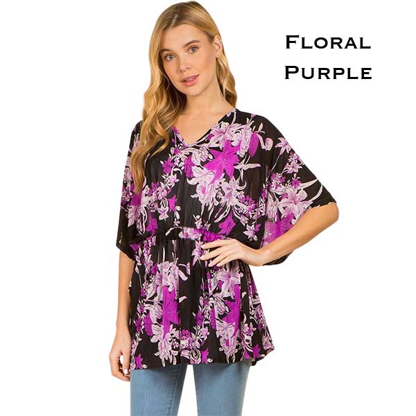 4127 - Floral Purple<br>
Spandex Blend Tunic