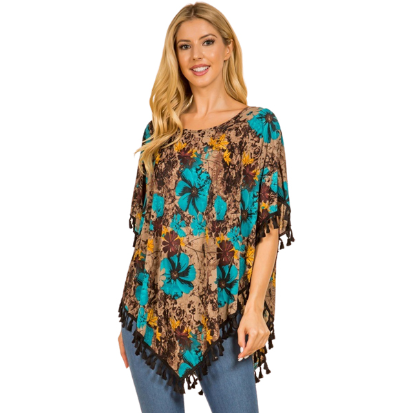 591 - Turquoise/Brown<br>
Spandex Blend Poncho