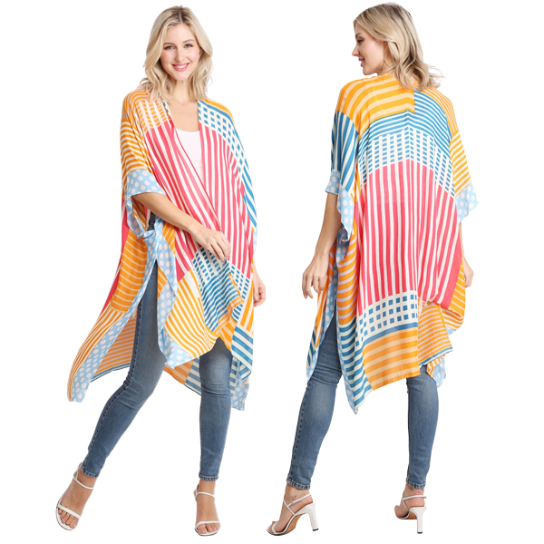 2106/2 - Stripe and Dash Print<br>
Kimono