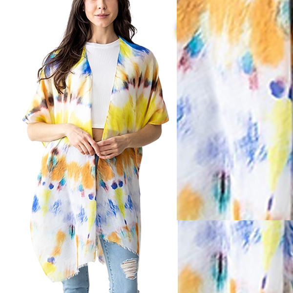 5024 - Yellow Multi<br>
Tie Dyed Kimono
