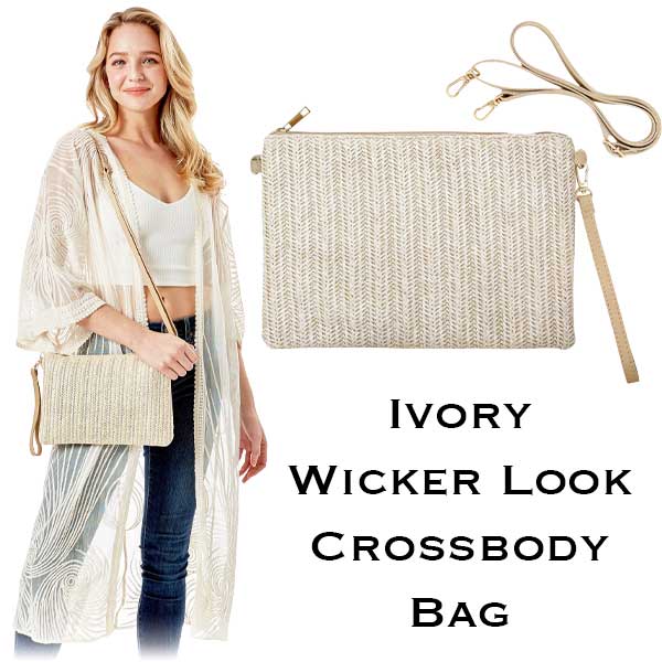 305 - Ivory<br<
Wicker Look Crossbody Bag