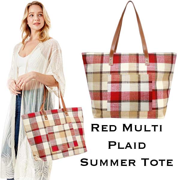 318 - Red Multi Plaid<br>
Summer Tote