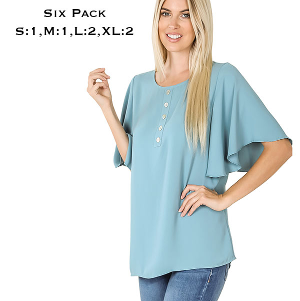 2689 - Woven Waterfall Sleeve Top