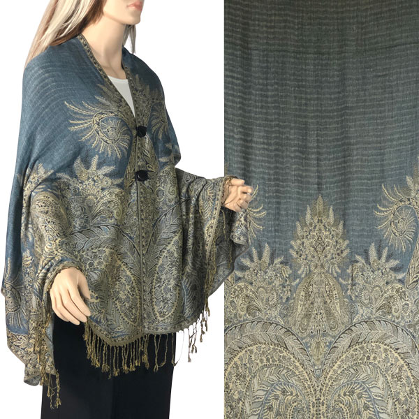 3691 - Woven Paisley Button Shawls