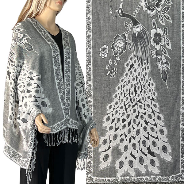 3692 - Peacock Design Woven Shawls