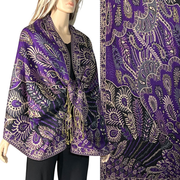 3694 - Feathers Print Woven Shawls