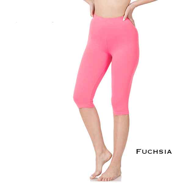 1801 - Fuchsia  <br>
Cotton Blend Capri Leggings