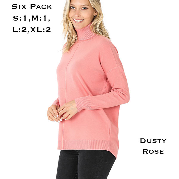 21019 - Dusty Rose<br>
Hi-low Turtleneck Sweater
