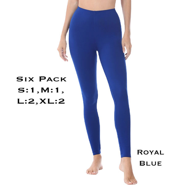 Wholesale3238 - Brushed Fiber Leggings Six Packs-3238 Royal Blue - Six Pack  (S:1,M:1,L:2,XL:2)