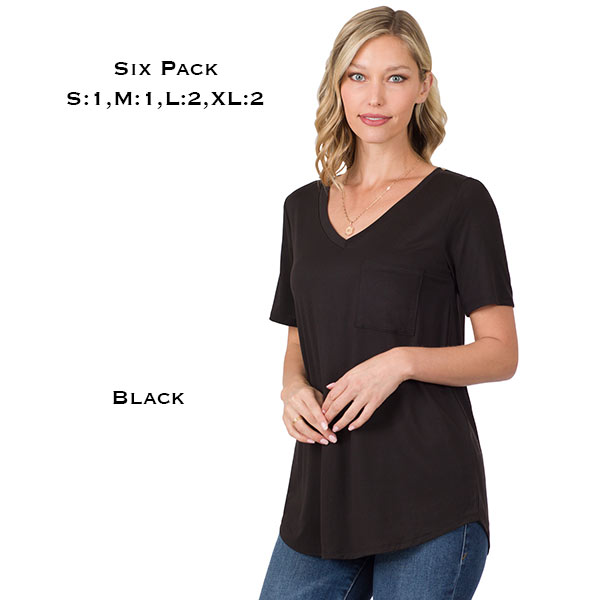 8513 - Black<br>
Modal Short Sleeve Tops