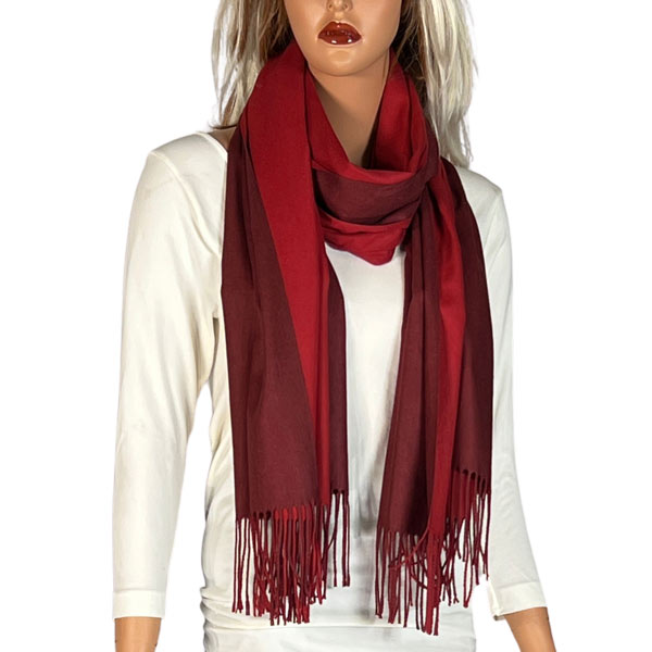 3713 - #02 Burgundy/Cranberry<br>
Two Tone Cashmere Blend Shawl