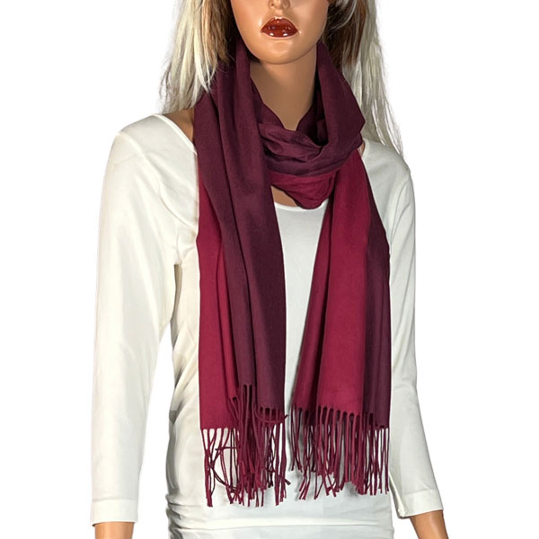 3713 - #03 Berry/Wine<br>
Two Tone Cashmere Blend Shawl