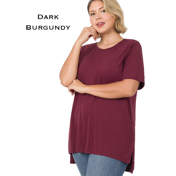 8515 - Dark Burgundy Plus<br>
Half Sleeve Modal Hi-Low Top
