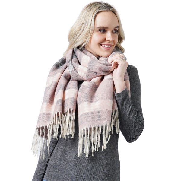 10293 - Pink Tones<br>
Western Pattern Woven Scarf