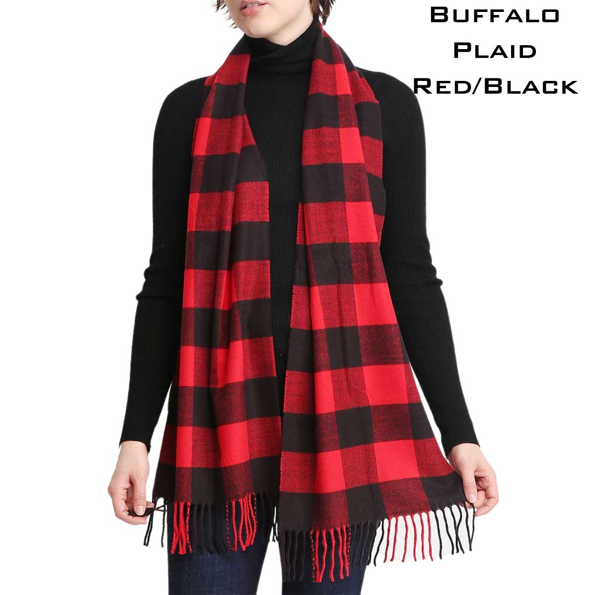 1337 - Black/Red<br>
Buffalo Plaid<br> 
Cashmere Feel Scarf 