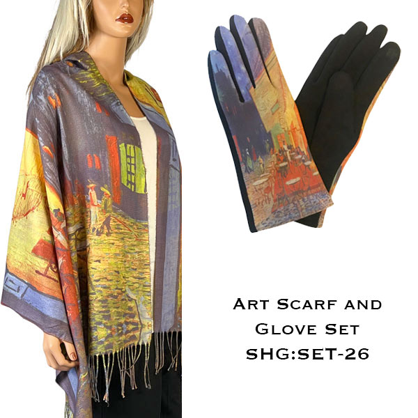 3746 - 26<br>
Art Scarf and Glove Set