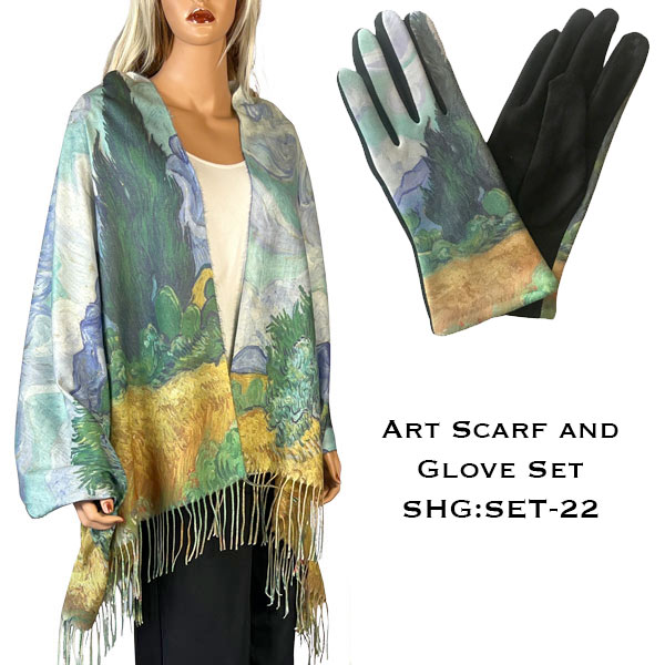 3746 - 22<br>
Art Scarf and Glove Set
