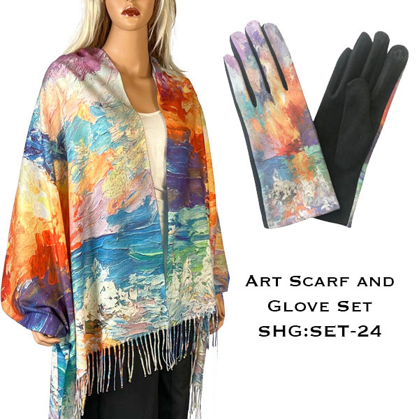 3746 - 24<br>
Art Scarf and Glove Set