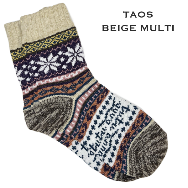 3748 - Crew SOCKS - Taos - Beige Multi MB