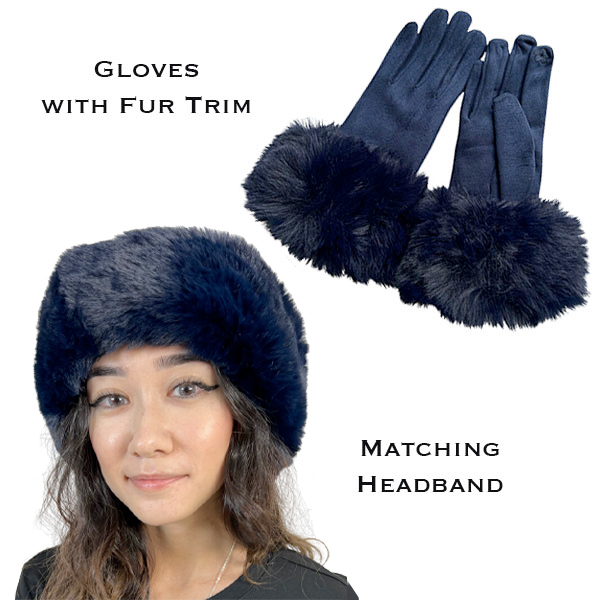 3750 - 15<br>Navy/Dark Blue
Fur Headband with Matching Gloves