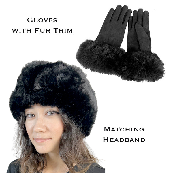 3750 - 01<br>
Black
Fur Headband with Matching Gloves