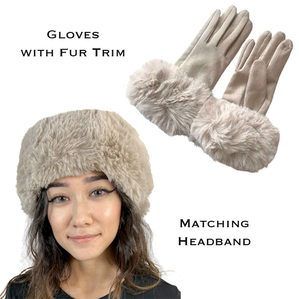 3750 - 02<br>
Cream/Latte
Fur Headband with Matching Gloves