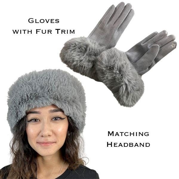 3750 - 10<br>Light Grey
Fur Headband with Matching Gloves