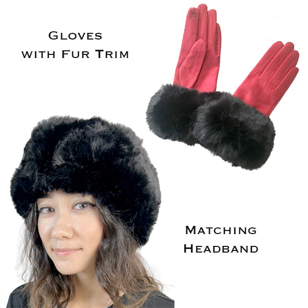 3750 - 11<br>Red/Black
Fur Headband with Matching Gloves