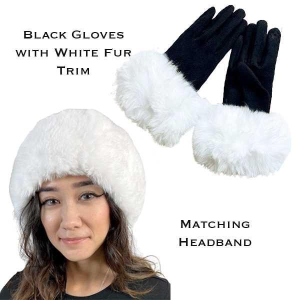 3750 - 14<br>Black/White
Fur Headband with Matching Gloves