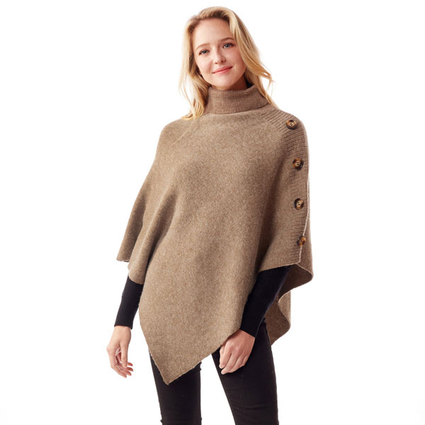 1226 - Taupe<br>
Turtleneck Poncho
