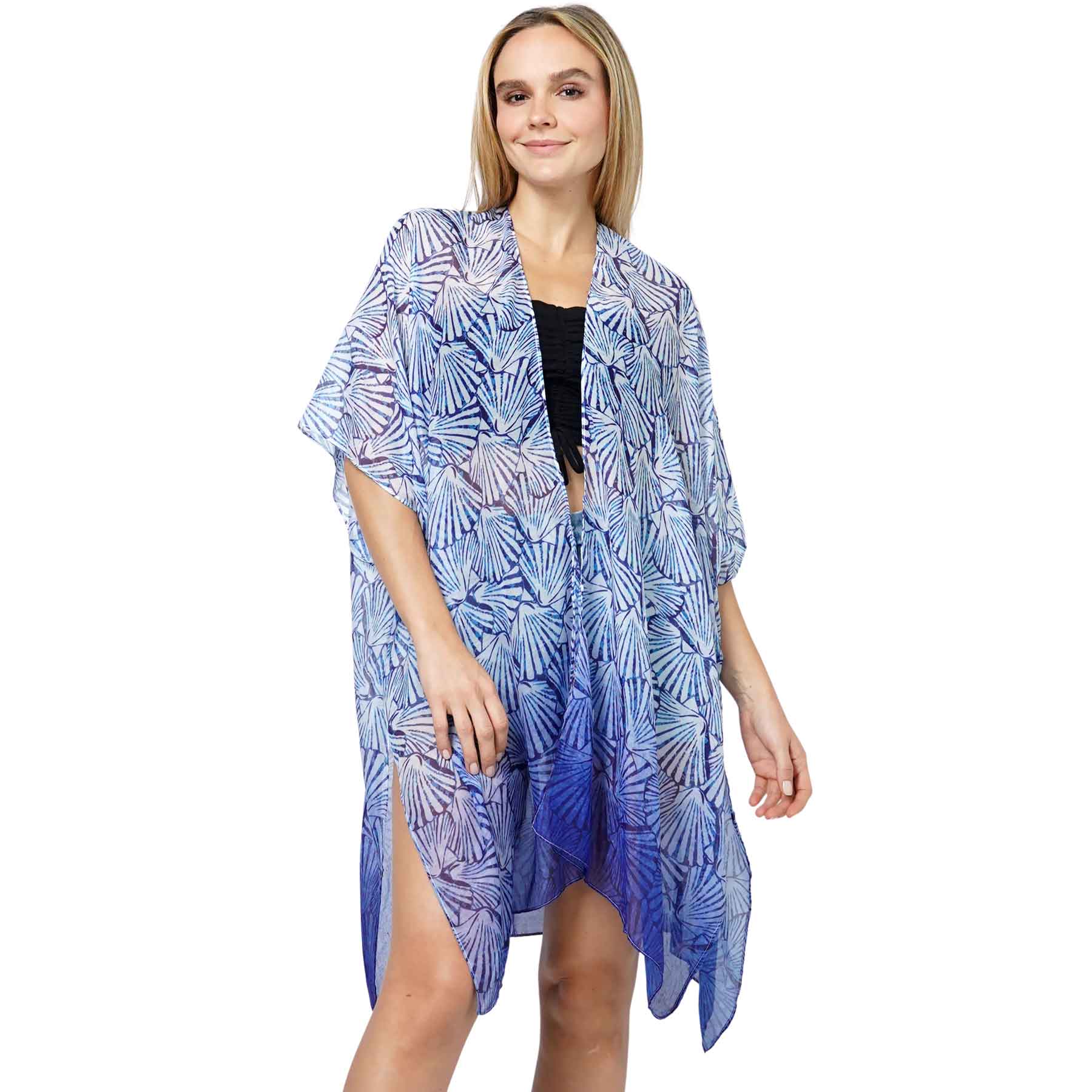 5099 - Blue Mix<br>
Shell Print Kimono 