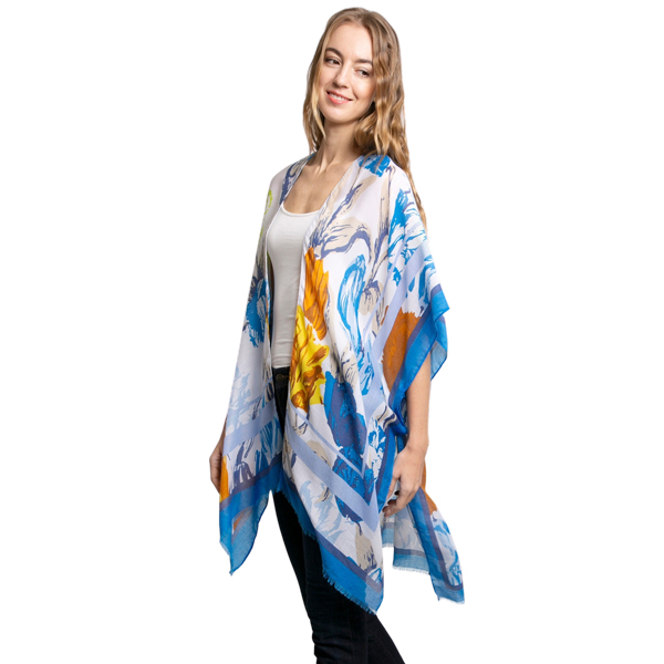 2306 - Blue Floral<br>
Silky Viscose Ultra Light Kimono*

