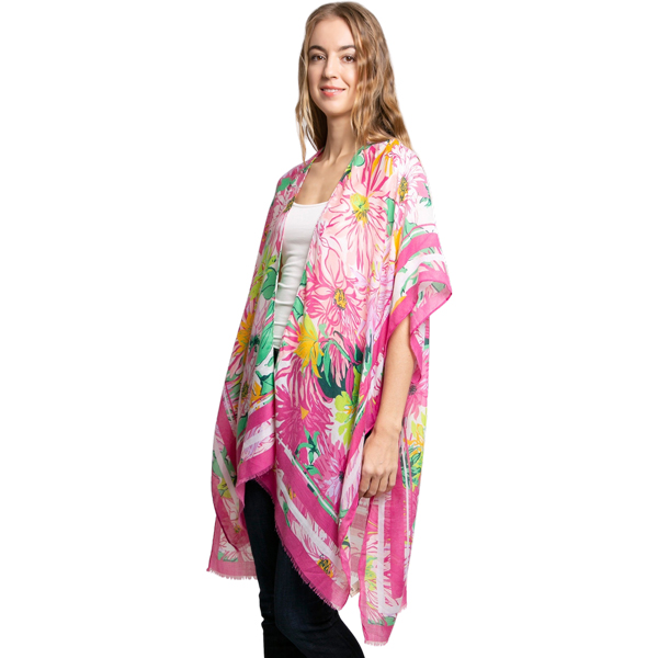 2301 - Rose Floral<br>
Silky Viscose Ultra Light Kimono*
