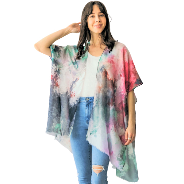 5096 - Turquoise Multi<br>
Abstract Floral Print Kimono