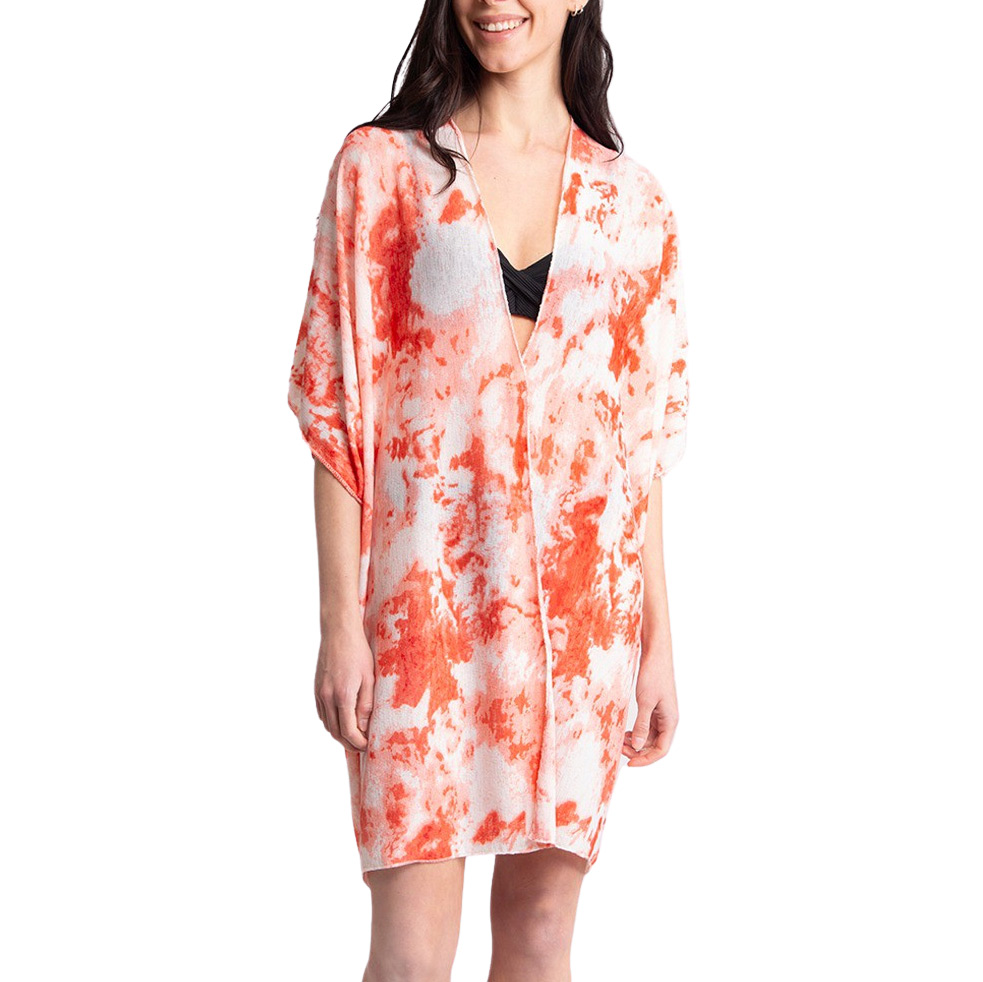 2133 - Coral Print<br>
Tie Dyed Kimono