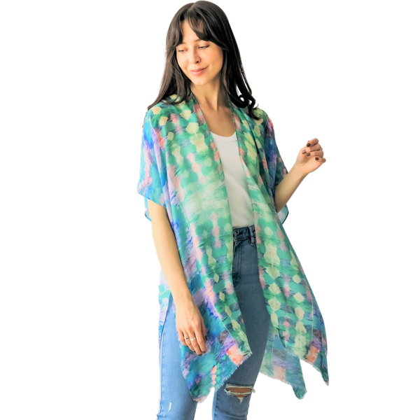 5091 - Green Multi<br>
Abstract Print Kimono