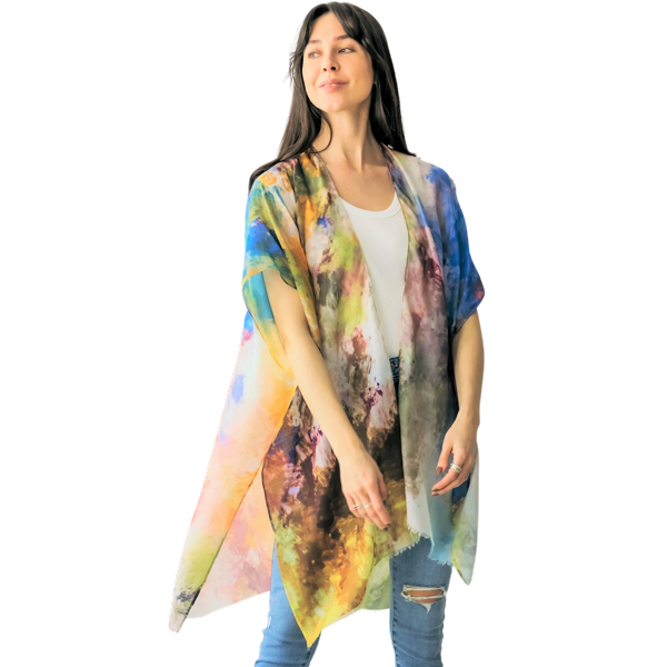 5096 - Yellow Multi<br>
Watercolor Print Kimono